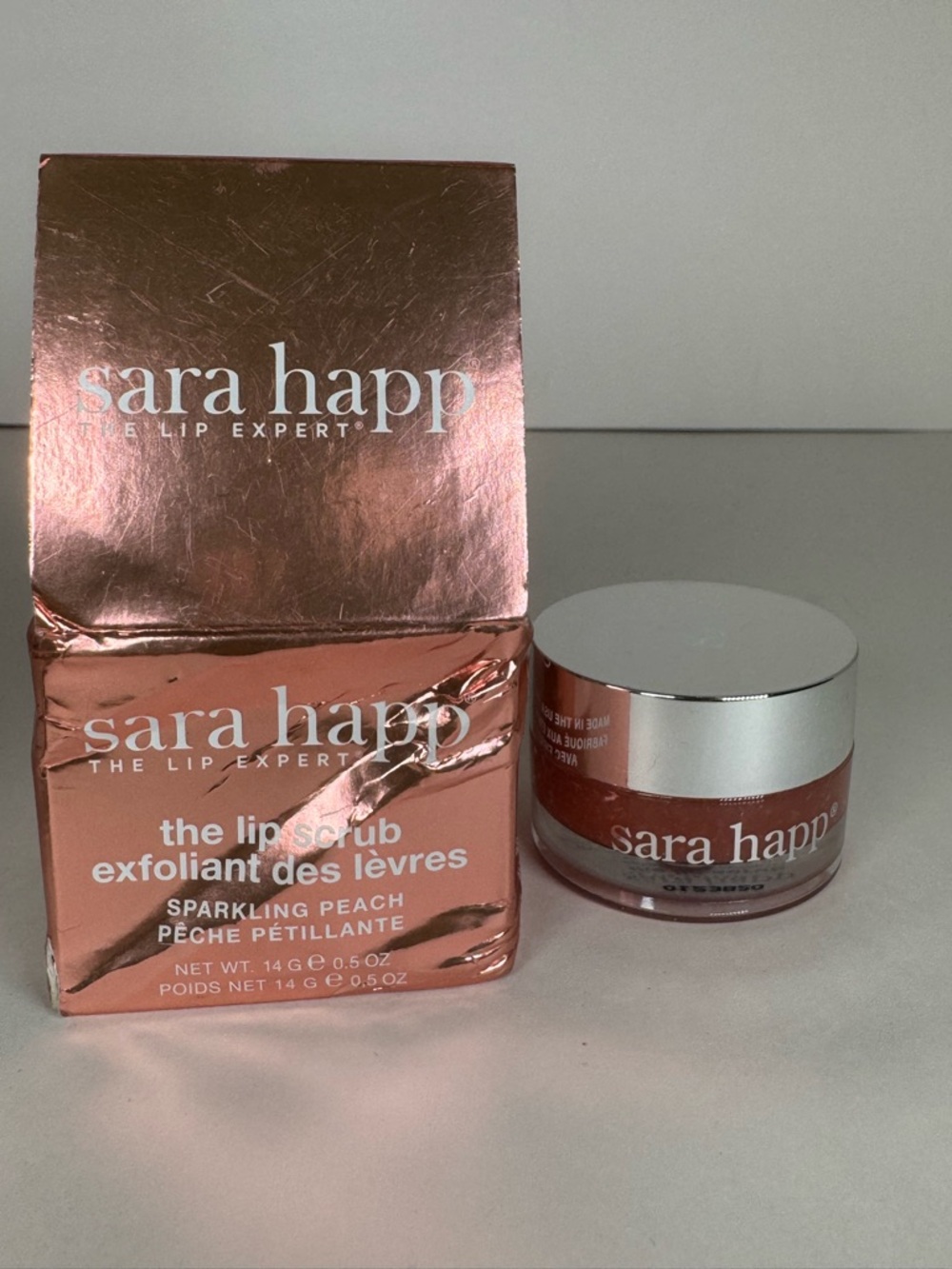 Sara Happ SPARKLING PEACH LIP SCRUB EXFOLIANT WT. 14g NEW SEALED Skincare